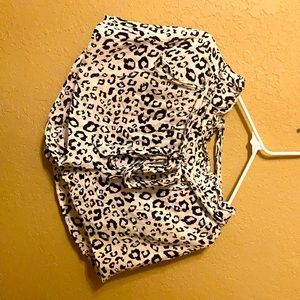black and white leopard print shorts